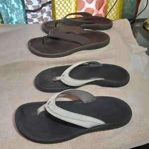 Two pairs womens Olukai flip flops, sz 10